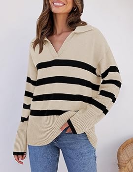 ZESICA Women's 2025 Fall Winter Sweaters Lapel V Neck Long
